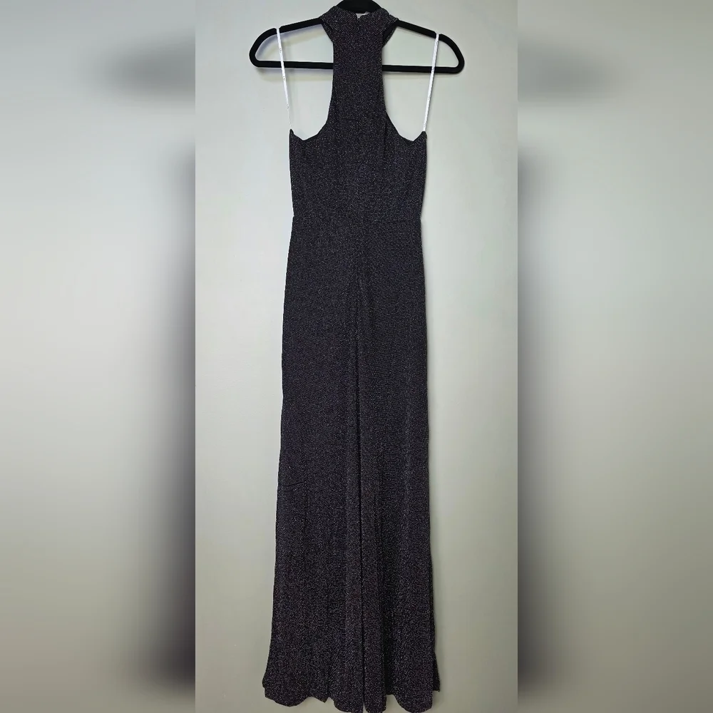 Lulus S Devoted to Dazzling Black Sparkly Halter Mermaid Maxi Dress, Size Small
